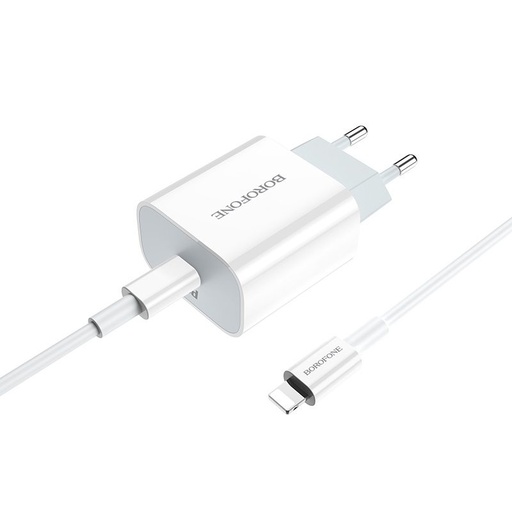 Borofone BA38A PD mrežni brzi punjač (lightning kabel), max. 18W, bijela