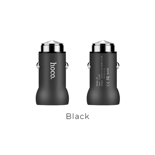 Hoco Z4 auto brzi punjač, 5V 2,1A, QC 3.0, crna