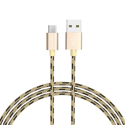 Borofone BX24 microUSB kabel, tkanina, 1m, zlatna