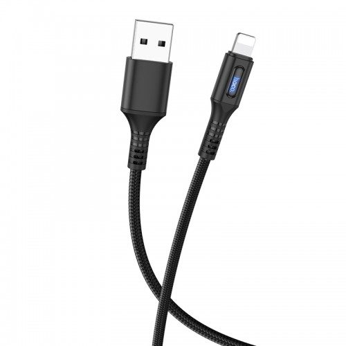 Hoco U79 lightning kabel, LED indikator stanja, prekomjerno punjenje protiv zaštita, crna