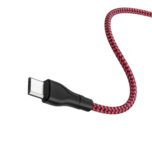 Borofone BX39 microUSB kabel, tkanina, 3A, 1m, crna/ crvena