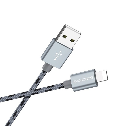 Borofone BX24 lightning kabel, tkanina, 1m, metalik siva