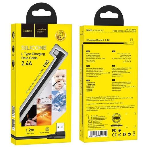 Hoco U83 microUSB kabel, 2,4A, 1,2m, crna