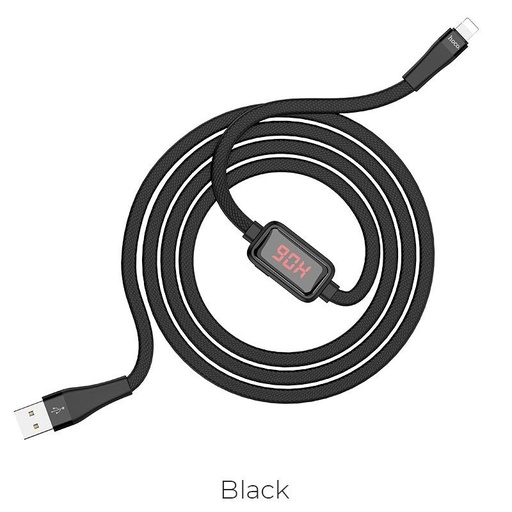 Hoco S4 lightning kabel, 3A, LED indikator stanja, prekomjerno punjenje protiv zaštita, crna