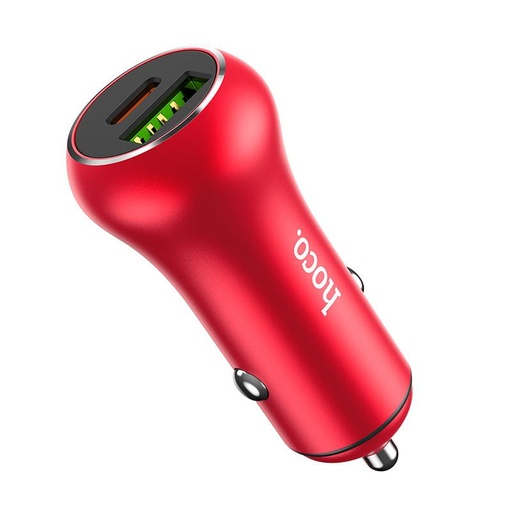 Hoco Z38 auto brzi punjač (PD + QC punjenje), QC 3.0, 38W, crvena