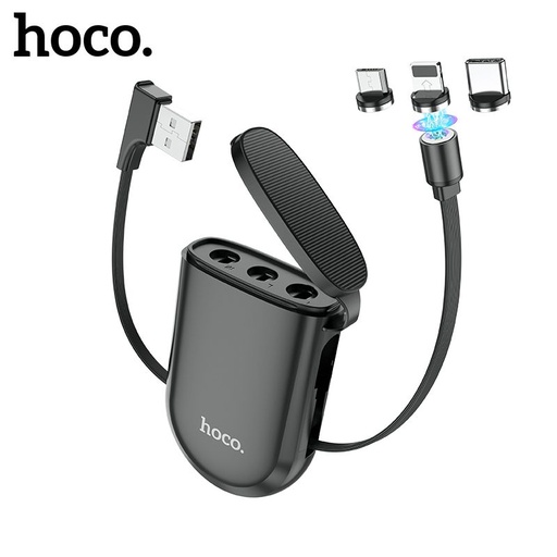 Hoco S50 3in1 kabel (microUSB + type-C + lightning), magnetski, crna