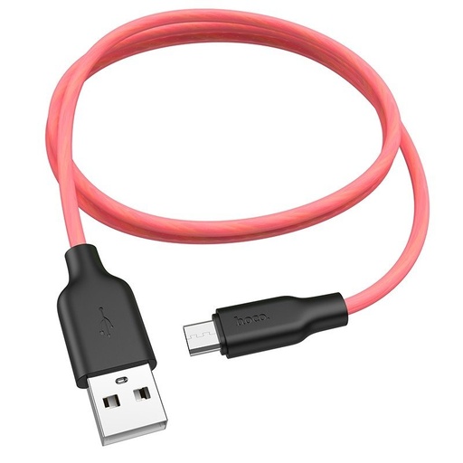 Hoco X21 Plus microUSB kabel, fluorescentan, 1M, 2.4A, silikonski, crvena