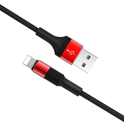 Borofone BX21 lightning kabel, 2.4A, metal priključak, tkanina, 1M, crvena