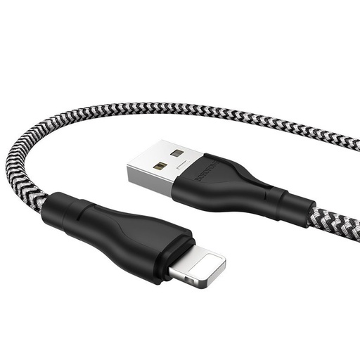 Borofone BX39 lightning kabel, 3A, 1M, tkanina, crna - bijela