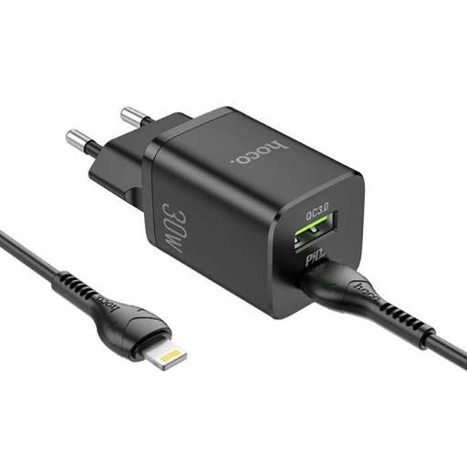 Hoco N13 mrežni brzi punjač (QC + PD priključak) PD lightning kabel, PD 30W + QC 3.0, bijela