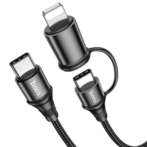 Hoco X50 2in1 type-c & lightning PD brzi punjač kabel, max. 60W 20V/3A, tkanina, crna