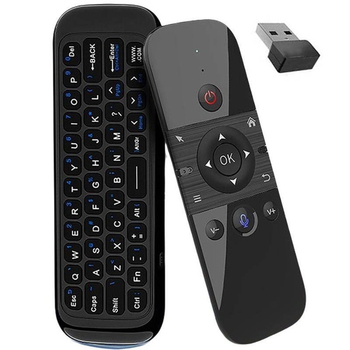 W1 QWERTY daljinski upravljač SMART TV-hez, bežični tipkovnica za pametni televizor 3in1, crna