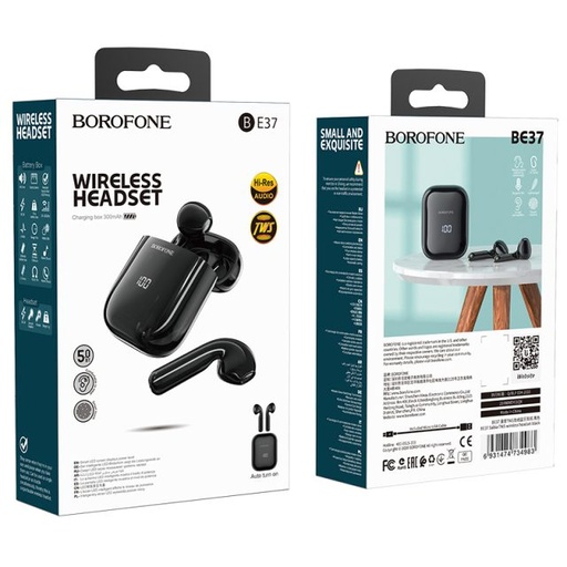 Borofone BE37 bežični headset, BT V5.0, LED indikator stanja, crna