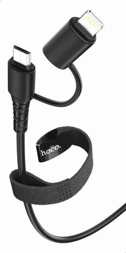 Hoco X54 2in1 kabel (microUSB + lightning), 1M, 2.4A, crna
