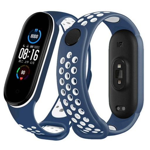 Xiaomi Mi Band 3/4/5/6 silikonski remen, morskoplava/bijela