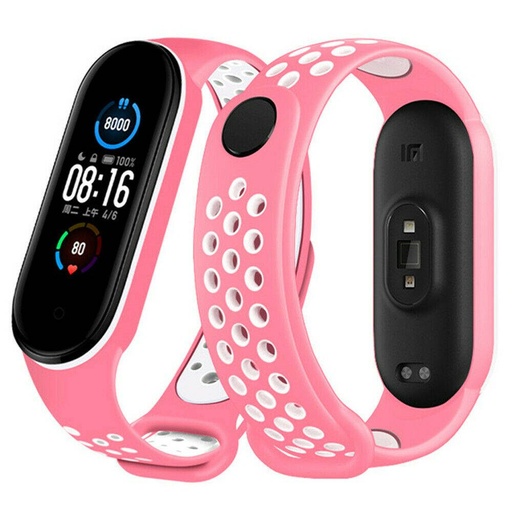 Xiaomi Mi Band 3/4/5/6 silikonski remen, ružičasta/bijela
