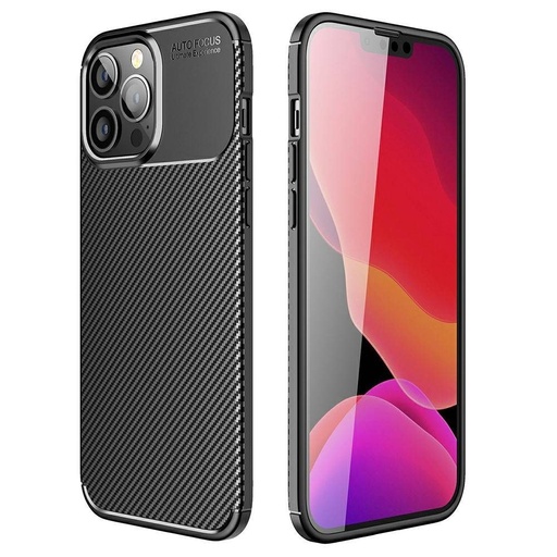 Apple iPhone 13 Pro Max carbon fiber silikonski zaštitna maskica (Crna)
