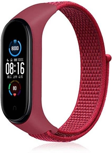 Xiaomi Mi Band 3/4/5/6 nylon remen, bordo