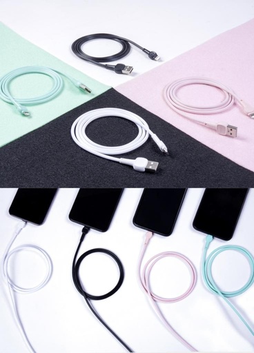 XO NB132 micro USB podatkovni kabel Macaron (Ružičasta) – ojačan kraj