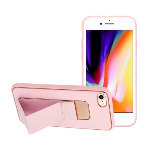 Apple iPhone 7/8/SE 2020/ SE 2022 koža zaštitna futrola izvlačivi sa stalkom, magnetski auto držač kompatibilan (Ružičasta)