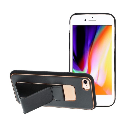 Apple iPhone 7/8/SE 2020/ SE 2022 koža zaštitna futrola izvlačivi sa stalkom, magnetski auto držač kompatibilan (Crna)