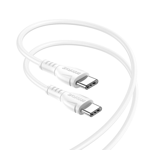 Borofone BX51 type-C kabel (PD brzi punjač), 1m, Type-C-Type-C; 3,0A, 60W, bijela, silikonski kabel za punjenje, bijela