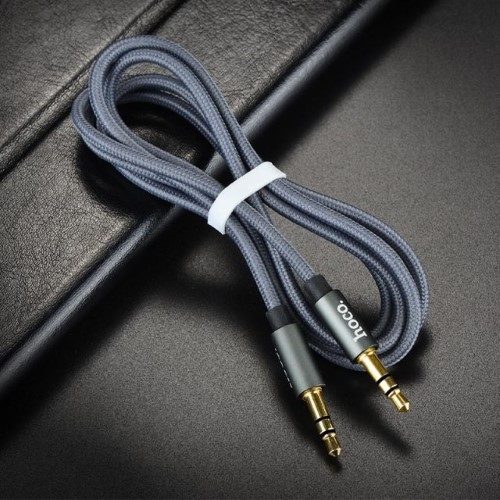 Hoco UPA03 , 1m, AUX audio kabel, Nylon bevonattal, siva