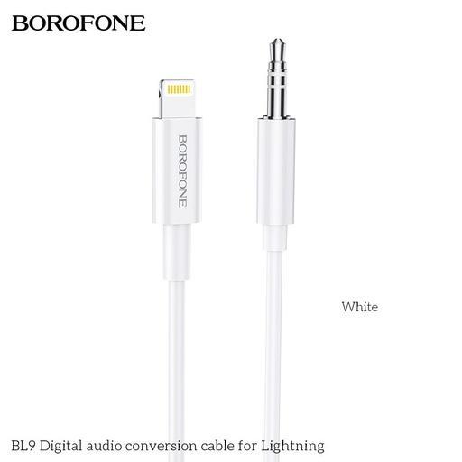 Borofone BL9 lightning razdjelnik (lightning punjač port+3,5mm jack utičnica), 1m, Lightning-3,5Jack pretvarač, bijela
