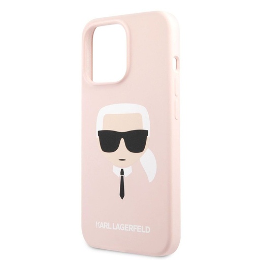 Apple iPhone 13 Pro Max Karl Lagerfeld Liquid Silicone Karl Head futrola (Svijetao ružičasta) – KLHCP13XSLKHP