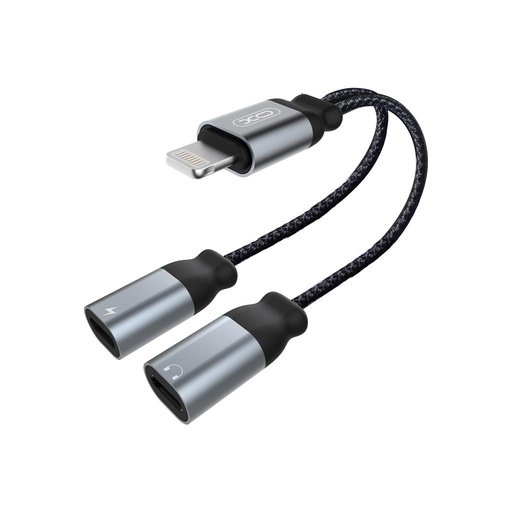 XO NBR160A Lightning audio adapter (Crna) – dvostruki Lightning priključak s mikrofonom