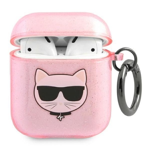 Apple AirPods 1/2 Karl Lagerfeld Choupette Glitter futrola (Ružičasta) – KLA2UCHGP