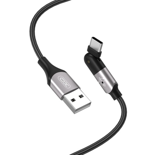 XO NB176 USB-C podatkovni kabel (Crna) – 1.2 m, 2.4A, 180°-ban okretan glava