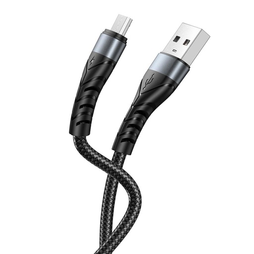 XO NB209 micro USB podatkovni kabel (Crna) – pleten obloga, aluminij kućište, 1 m