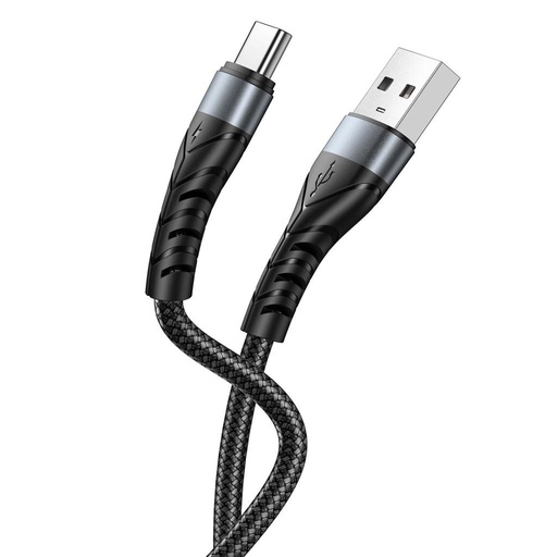 XO NB209 USB-C podatkovni kabel (Crna) – pleten obloga, aluminij kućište, 1 m