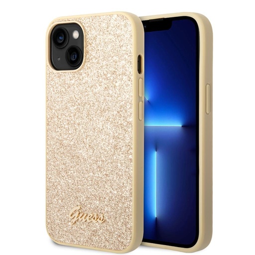 Apple iPhone 14 Guess Glitter Flakes Metal Logo futrola (Zlatna) - GUHCP14SHGGSHD