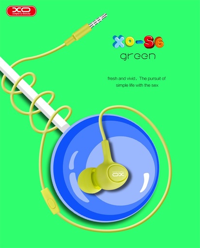 XO S6 Candy žičani slušalice (Zelena) – jack 3,5 mm s priključkom