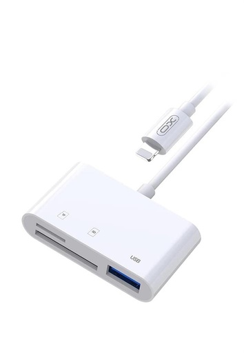 XO HUB006 Lightning 3 az 1-ben adapter (Bijela) – USB + SD + microSD priključak
