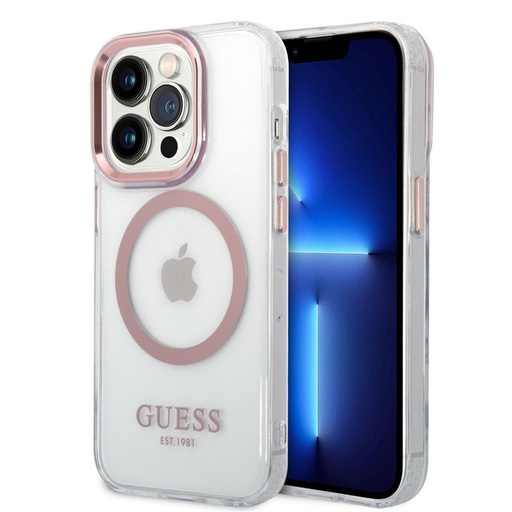 Apple iPhone 14 Pro Max Guess proziran MagSafe futrola (Ružičasta) – GUHMP14XHTRMP