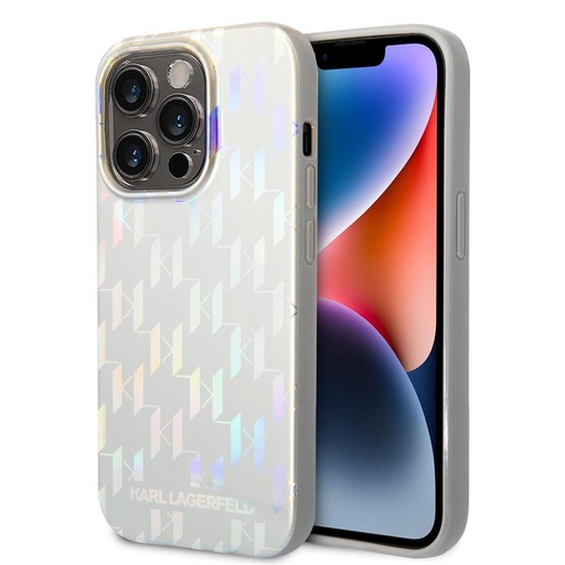 Apple iPhone 14 Pro Max Karl Lagerfeld Iridescent Monogram futrola (Srebrna) – KLHCP14XLGMMSV3