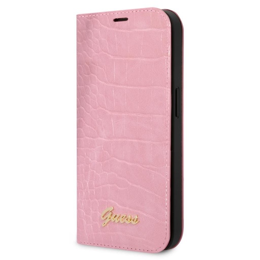 Apple iPhone 14 Pro Max Guess PU Croco futrola oblik knjige metal kamera s okvirom (Ružičasta) - GUBKP14XHGCRHP