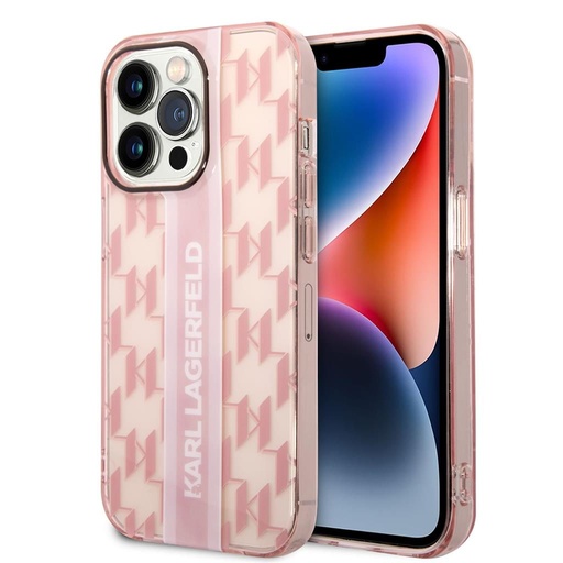 Apple iPhone 14 Pro Max Karl Lagerfeld Monogram Vertical Stripe futrola (Ružičasta) – KLHCP14XHKLSPCP