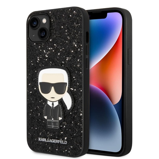 Apple iPhone 14 Plus Karl Lagerfeld Glitter Flakes Ikoničan futrola (Crna) – KLHCP14MGFKPK