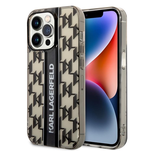Apple iPhone 14 Pro Karl Lagerfeld Monogram Vertical Stripe futrola (Crna) – KLHCP14LHKLSPCK