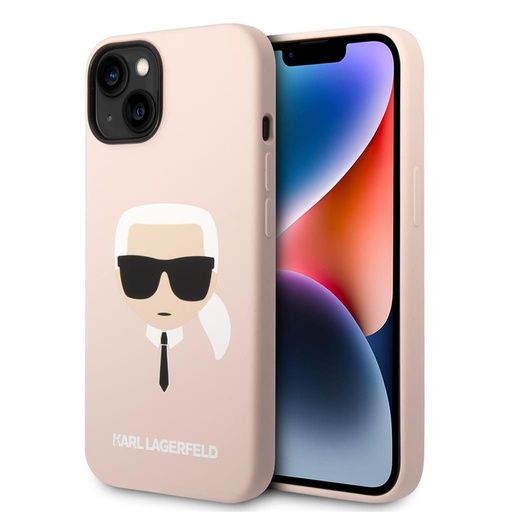 Apple iPhone 14 Plus Karl Lagerfeld Liquid Silicone Karl Head futrola (Svijetao ružičasta) – KLHCP14MSLKHLP