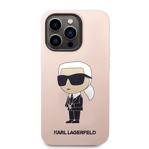 Apple iPhone 14 Pro Max Karl Lagerfeld Liquid Silicone Ikoničan NFT futrola (Ružičasta) – KLHCP14XSNIKBCP