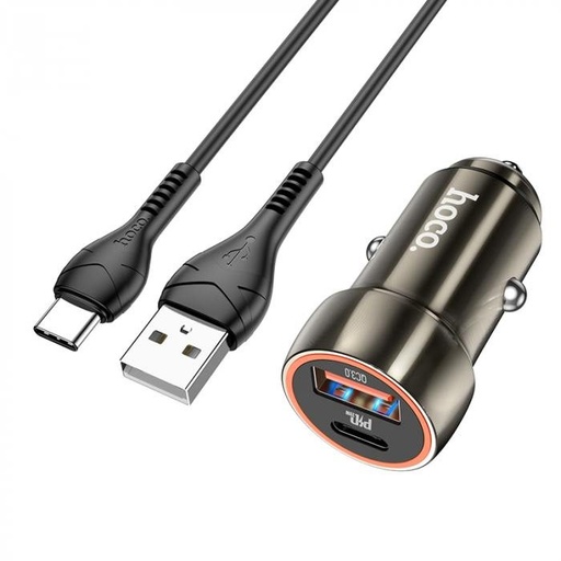 Hoco Z46A auto brzi punjač, PD & QC priključak + type-c kabel, siva