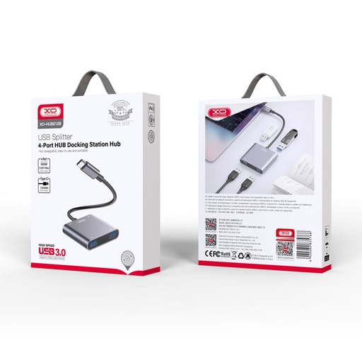 XO HUB012A 4 az 1-ben Type-C dok stanica (Tranish) – kompaktan adapter