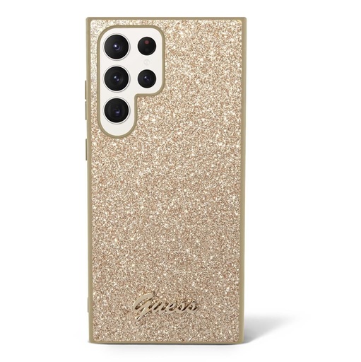Samsung Galaxy S23 Ultra Guess Glitter Flakes Metal Logo futrola (Zlatna) - GUHCS23LHGGSHD