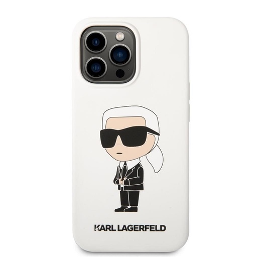Apple iPhone 13 Pro Karl Lagerfeld Liquid Silicone Ikoničan NFT futrola (Bijela) – KLHCP13LSNIKBCH