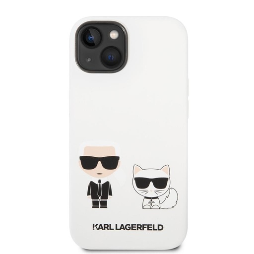 Apple iPhone 14 Plus Karl Lagerfeld & Choupette tekući silikonska futrola (Bijela) – KLHCP14MSSKCW